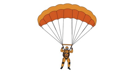 Obraz premium Person Skydiving with Orange Parachute on White Background