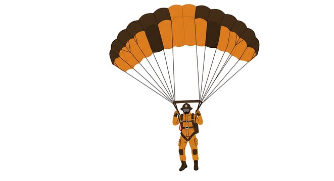 Parachutist Descending Safely with Open Parachute