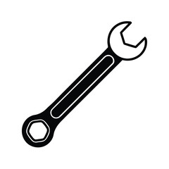 wrench silhouette vector on white background