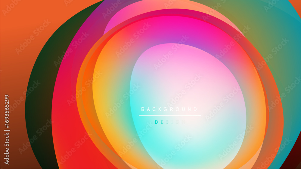 Poster abstract colorful layers create circular design. vibrant gradients blend, forming dynamic visual eff