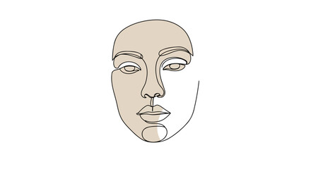 Minimalist Line Art Face Vector Illustration with Neutral Tones, Elegant and Modern Graphic Design Element