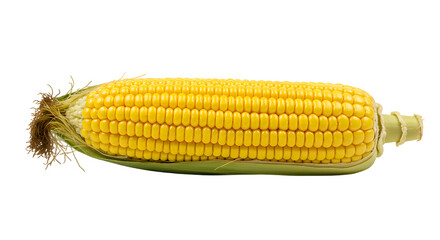 Close up of Freshly Peeled Yellow Sweet Corn with Green Husk