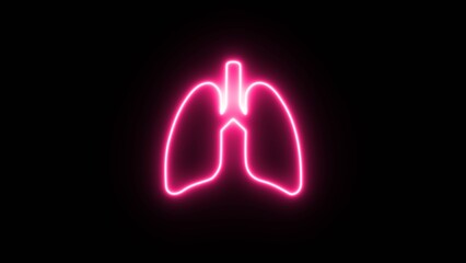 Neon human Lung and kidney icon illustration. Glowing neon human lungs icon.
