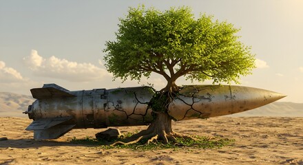 cracked missile turning into a growing tree