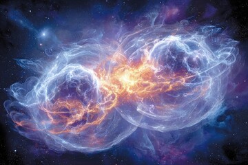 Colorful Abstract Space Nebula Cluster