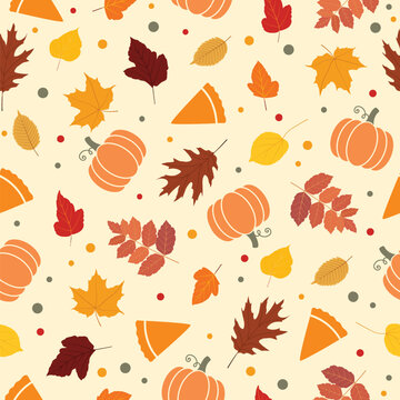 Autumn pumpkin and leaf pattern