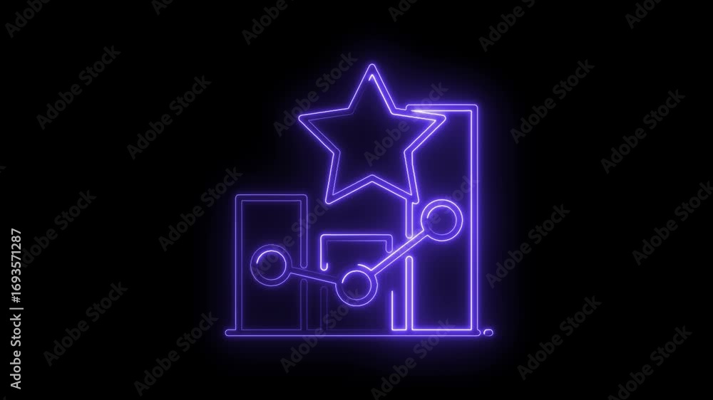 Poster Business performance chart with glowing neon star element animation background loop