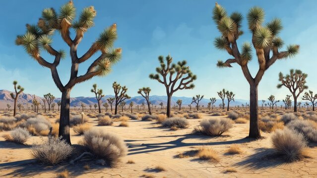 Desert landscape with Joshua trees