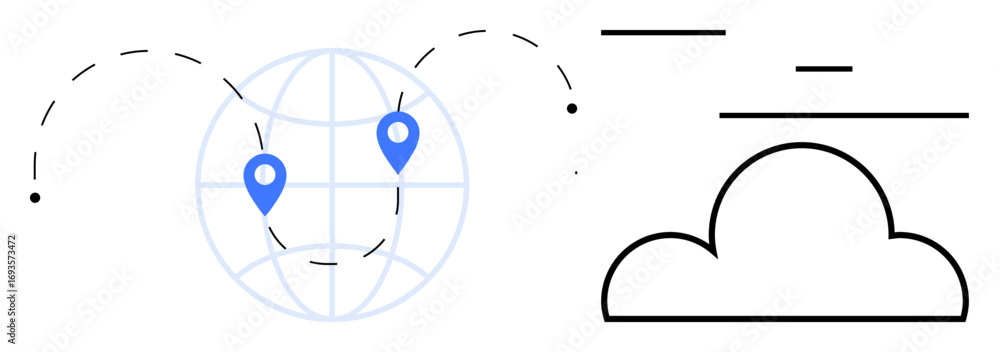Aufkleber globe with geolocation markers connected by lines representing connectivity and cloud computing conc