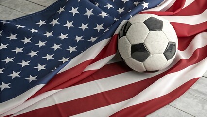 american football and american flag