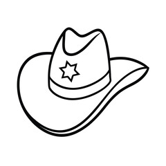 cowboy hat with star pattern black white vector 