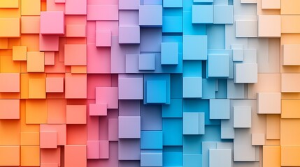 Obraz premium Colorful 3d Cubes Abstract Background with Vibrant Orange Pink Blue and White Tones
