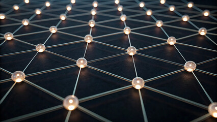 Glowing Network of Spheres Connected by Lines on Dark Textured Surface connection technology Halloween