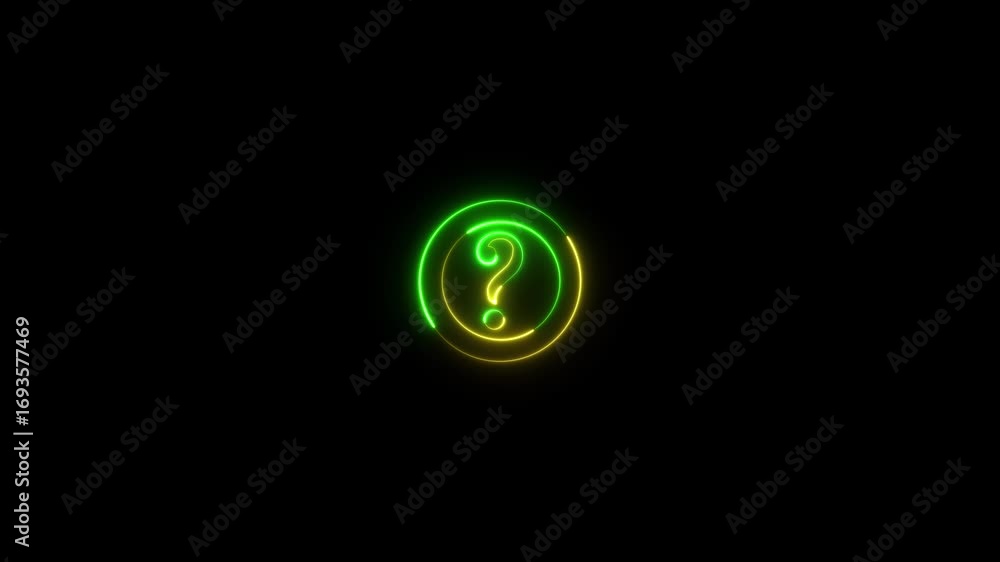 Poster question mark icon animation. motion graphics question mark icon neon style animation and icon.