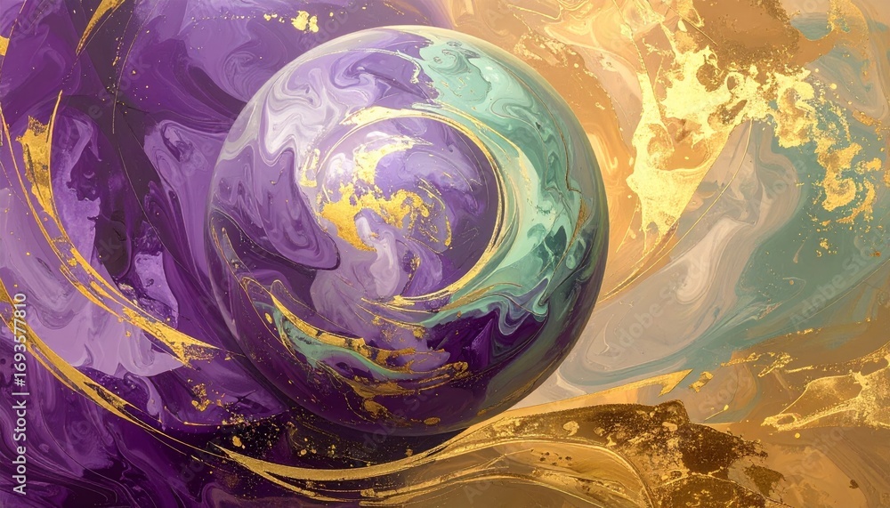 Poster abstract and colorful fractal background with a spiral wave of blue light and a swirling texture pat