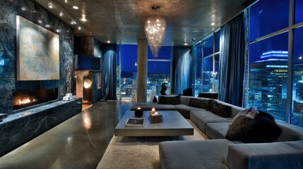 Luxury Modern City View Living Room
