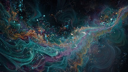 Abstract Digital Space Nebula With Colorful Points
