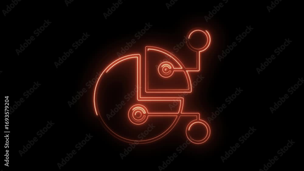 Poster abstract orange neon graphic element isolated on black background motion design animation