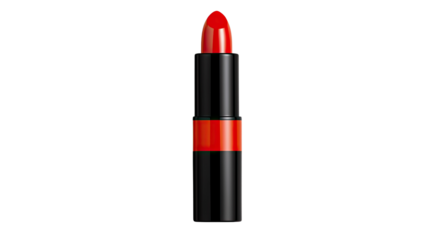 Bright Red Lipstick in Sleek Black Tube on White Background for Beauty and Cosmetic Promotions