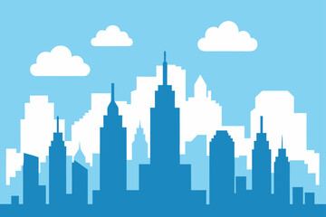 Skyline illustration with clouds and sky