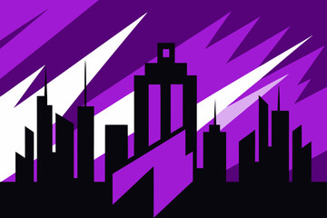 Fototapeta premium Cityscape silhouette with purple accents