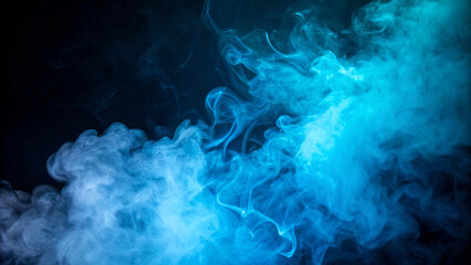 Swirling Blue and Halloween White Smoke Wisps on a Dark Background vapor mist