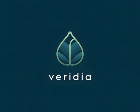 Abstract green and blue leaf logo design with text veridia representing eco-conscious brand sustainability modern identity and vector illustration design