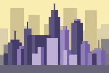 Obraz premium Cityscape silhouette with purple tones