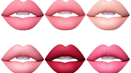 Obraz premium Variety of Lips in Different Shades of Pink, Red, and Nude for Makeup and Beauty Applications