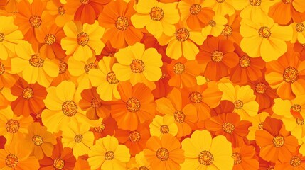Vibrant orange and yellow flower pattern