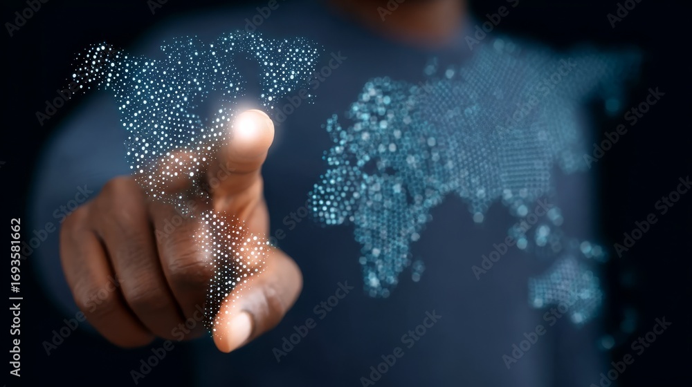 Aufkleber global security access, fingerprint biometric authentication for worldwide connectivity and data pro