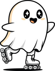 Obraz premium Cute Cartoon Ghost Character Design Vector Illustration