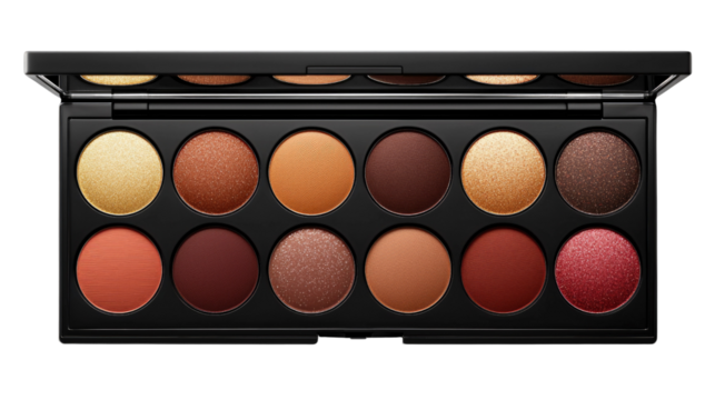 Elegant eyeshadow palette with vibrant colors for professional makeup application and creative artistry