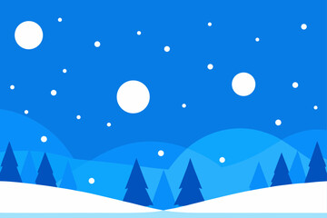 Winter landscape with snow and pine trees