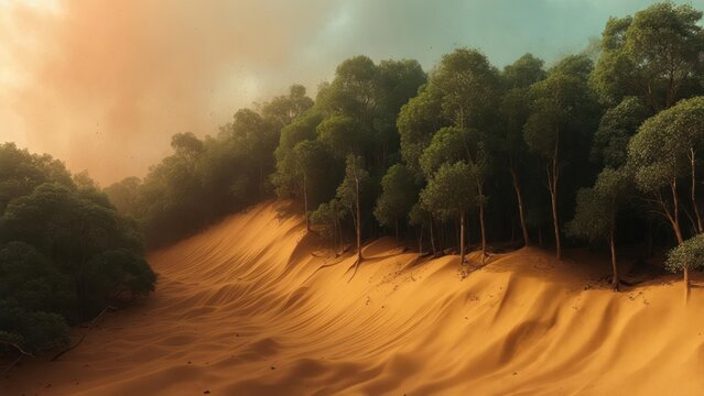 Lush forest on a sandy dune