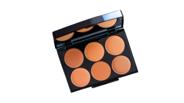 Professional makeup palette featuring six shades of foundation cream in a sleek compact for flawless application and blending