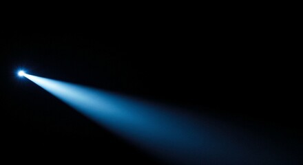 Bright Blue Light Beam Illuminating Darkness Spotlight Stage Lighting Event