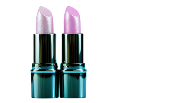 Two Stylish Lipsticks in Glossy Packaging with Shimmering and Matte Finishes for Fashion and Beauty Enthusiasts