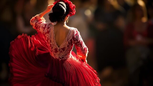Flamenco Dancer in Motion: Captivating Rhythms and Vibrant Culture in Traditional Dress