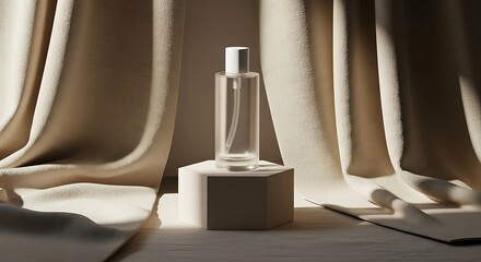 Elegant Perfume Bottle on Pedestal.