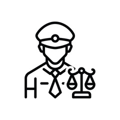 Black line icon for military law