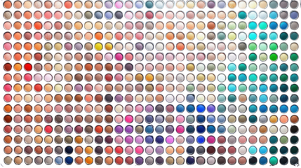 Vibrant Collection of Cosmetic Color Samples in Round Containers for Makeup Artists and Beauty Enthusiasts