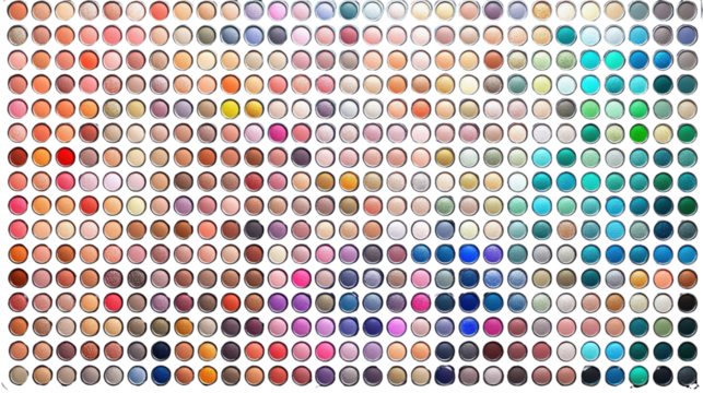 Vibrant Collection of Cosmetic Color Samples in Round Containers for Makeup Artists and Beauty Enthusiasts