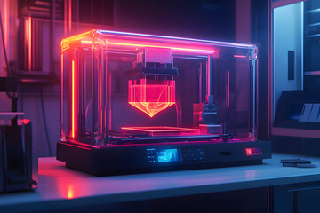 Obraz premium Next generation 3d printing machine in futuristic lab setting