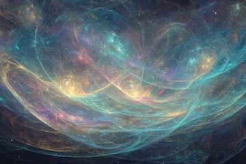 Abstract Colorful Digital Nebula in Space