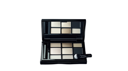 Elegant makeup palette with various shades for cosmetic application and beauty enhancement tools