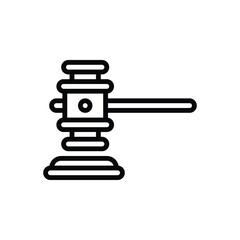 Black line icon for court gavel