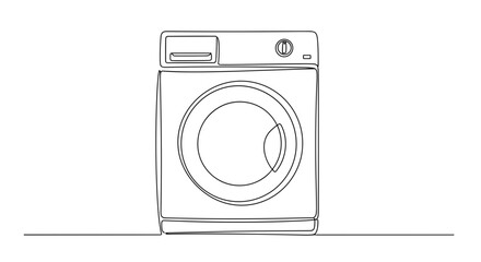 Outline of a modern washing machine in minimalist design style  