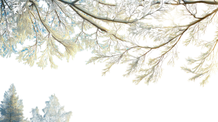 Frosty Winter Tree Branches with Delicate Ice Crystals Glimmering in the Soft Winter Light Against a Dark Background
