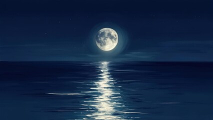 Fototapeta premium Moonlight reflecting on the sea at night